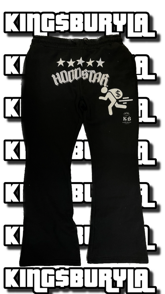 BLACK HOOD$TAR FLARED SWEATPANTS